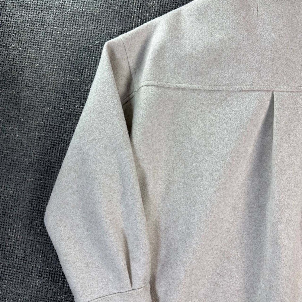Zara Shirt Jacket Womens Small Oatmeal Heather Snap Front Oversized Shacket - Picture 12 of 13
